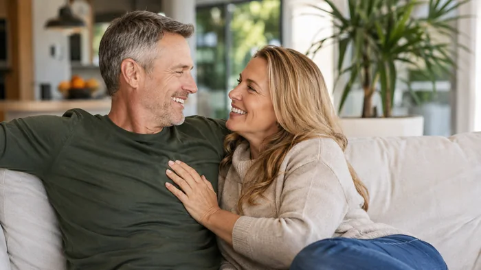 Mature couple sharing a relaxed moment at home